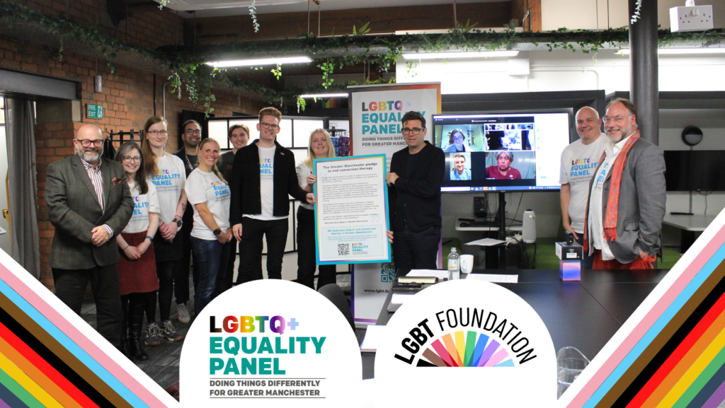 the LGBTQ+ equality panel are seen meeting in a meeting room