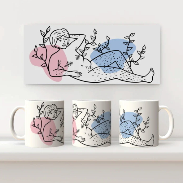 Mockup of LGBT Foundation trans pride mug design